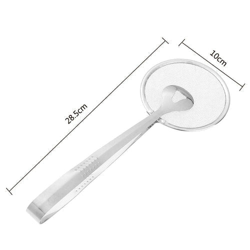 PINZA CUCHARA COLADOR PARA FREIR EN ACEITE CON PINZA SUJETADORA DE ACERO INOXIDABLE