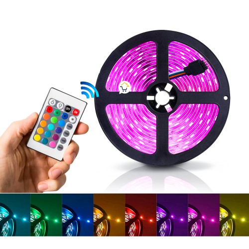 Cinta Luz Led 5 Metros Multicolor Con Control Navidad