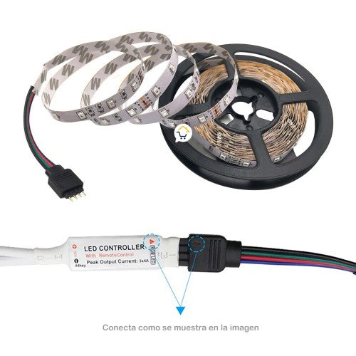 Cinta Luz Led 5 Metros Multicolor Con Control Navidad