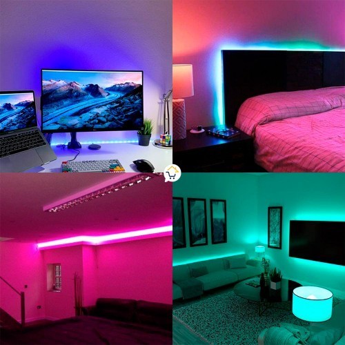 Cinta Luz Led 5 Metros Multicolor Con Control Navidad