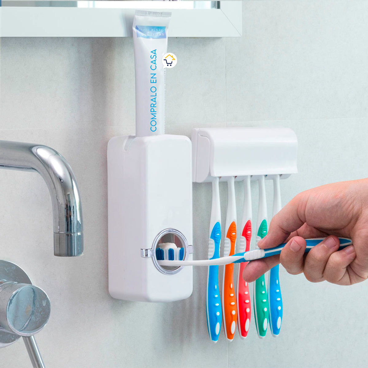 Dispensador De Pasta Dental Con Porta Cepillos